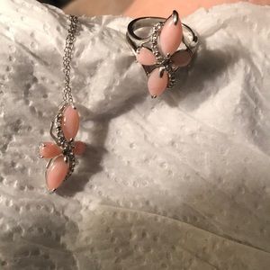 Opal cross necklace / with matching earrings